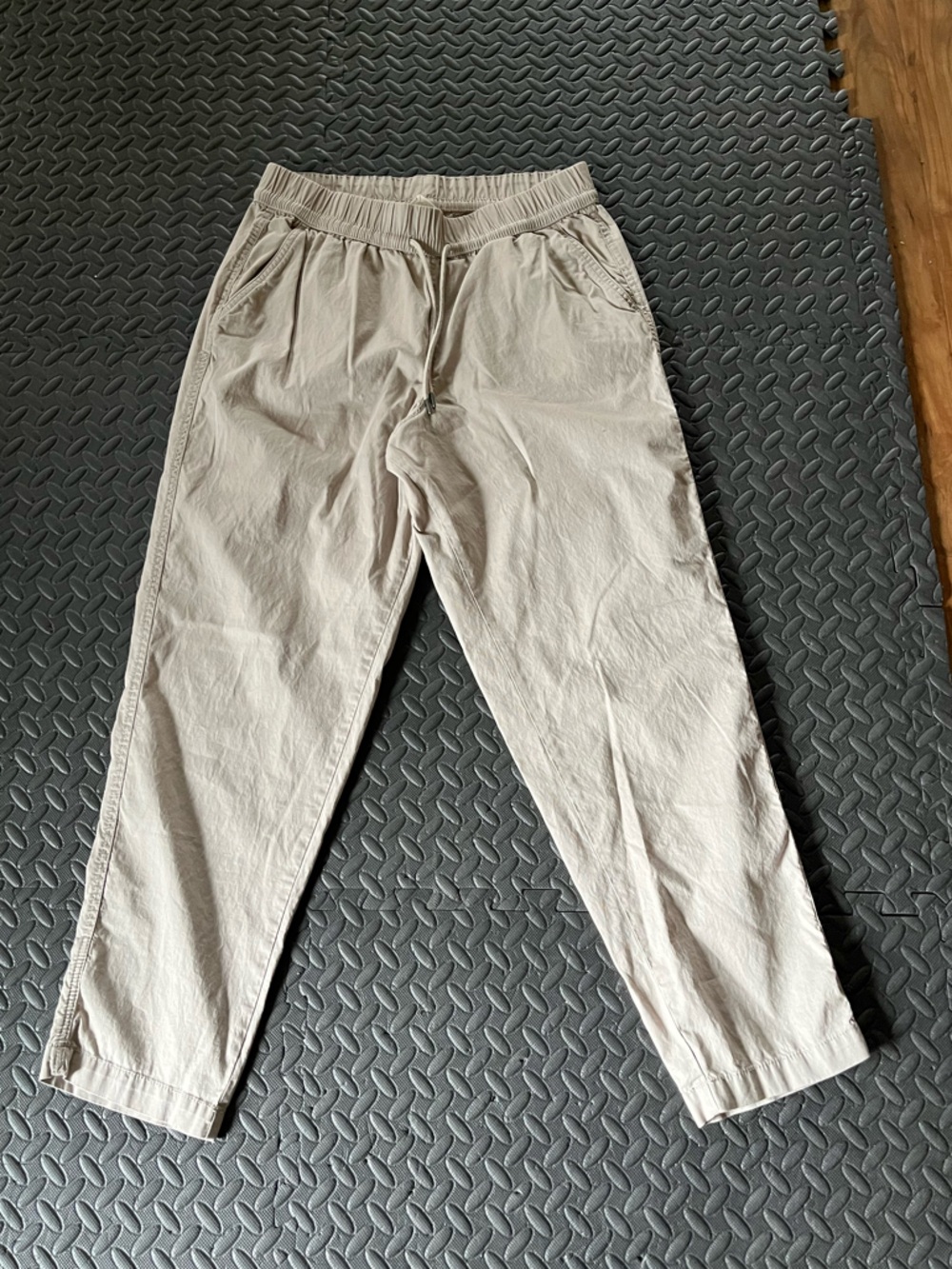 Pact Organic Cotton Blend Khaki/Light Tan Pull On Pants w/ Drawstring Waist Sz L